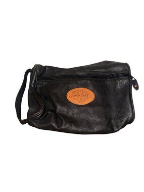 Lacrosse Black Dopp Kit Toiletry Bag With Zippered Compartments Faux Leather 10"
